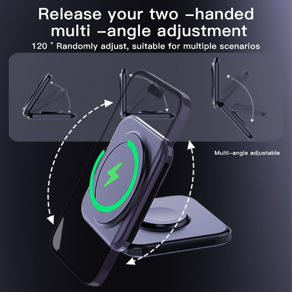 Chargeur sans fil magnétique 2 en 1 support pliable pour iWatch Ultra/8/7/6 15 W Charge sans fil rapide pour iPhone 15 ProMax 14 Pro/13/12