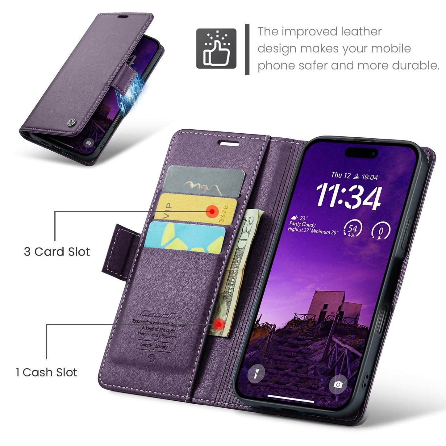 For iPhone 16 15 14 13 12 Pro Max Phone Case, Luxury Leather Wallet Card Bag Shockproof Kickstand Business Magnetic Full Cover