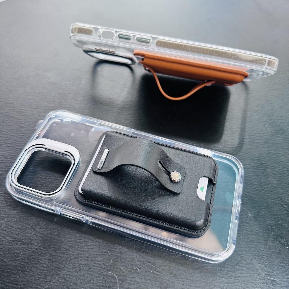 Support Wrist Strap Strong Magnetic Leather Card Wallet Card Holder for Magsafe Holder For iPhone 16 15 12 13 14 Samsung S24 S23 Universal Accessorries