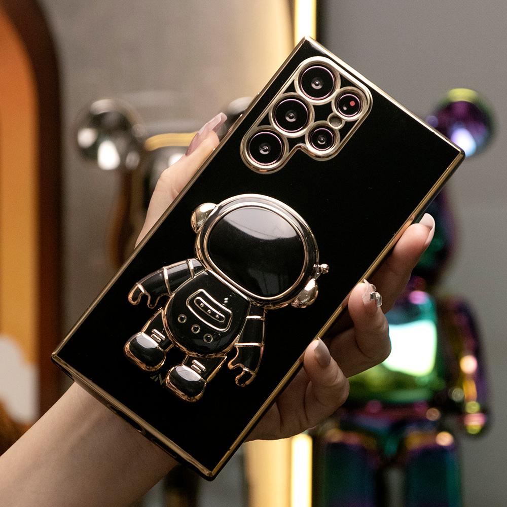 Astronaut Plating Kickstand Soft Phone Case For Samsung S25 S24 S23 S22 S21 Note20