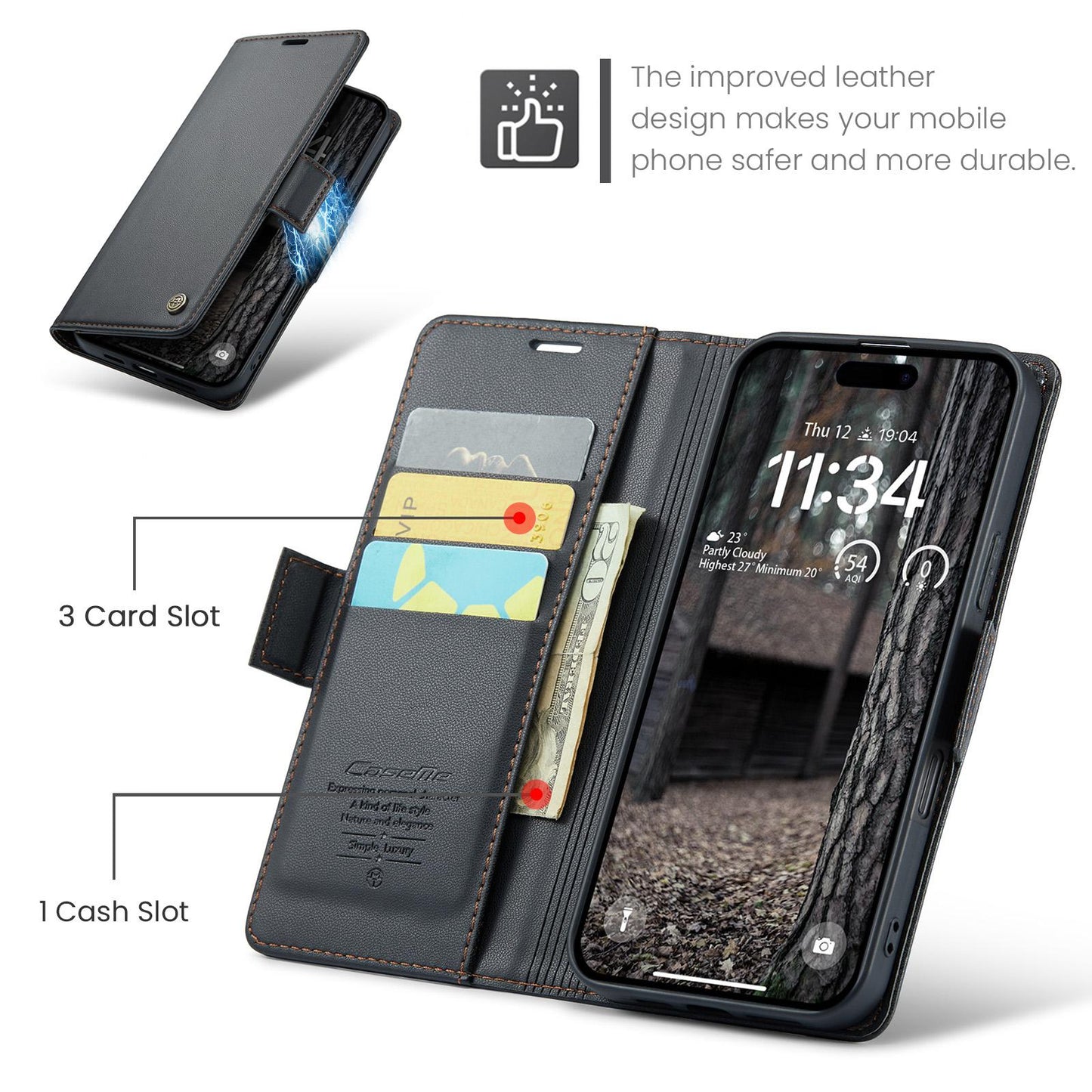 For iPhone 16 15 14 13 12 Pro Max Phone Case, Luxury Leather Wallet Card Bag Shockproof Kickstand Business Magnetic Full Cover