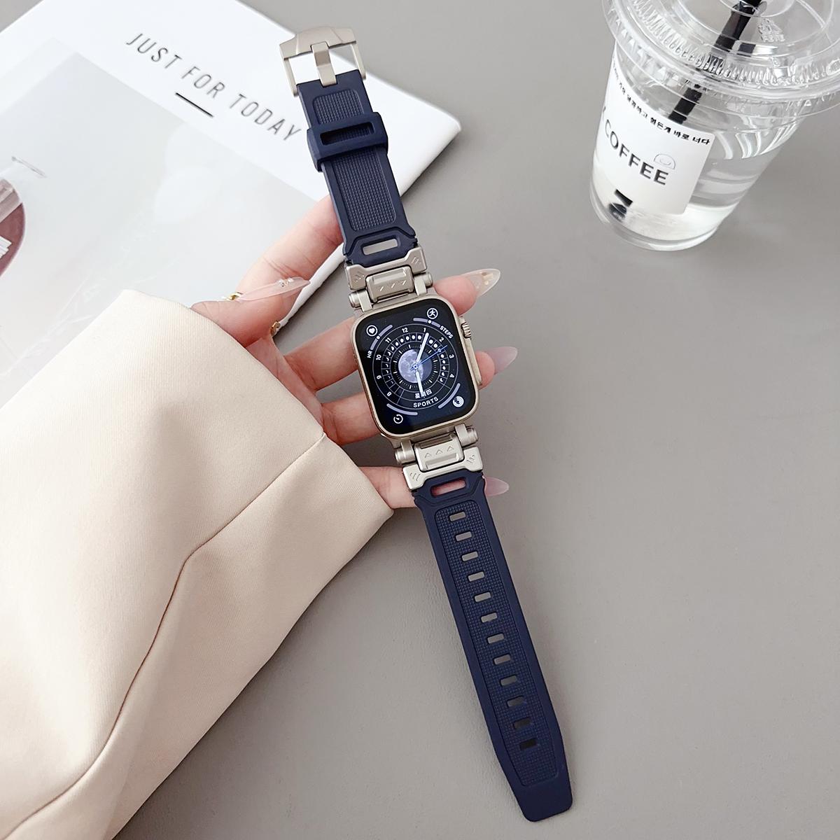 Rubber Strap For Apple Watch Band Ultra 2 1 49mm 45mm 44mm 42mm Soft Sport Band For iWatch Series 9 8 7 6 5 Bracelet Accessories