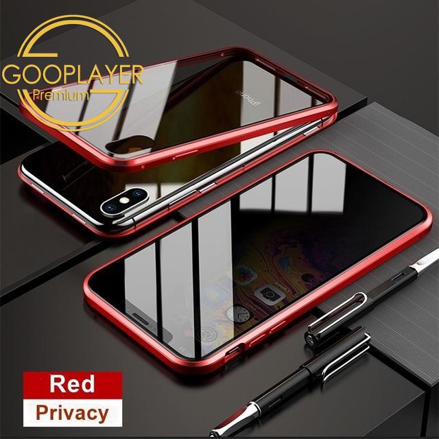 For iPhone 16 15 14 13 12 11 X XS XR XSMax Phone Case, Anti Peeping Magnetic Double Sided Full Cover Privacy Metal Bumper Tempered Glass Antispy Full Cover