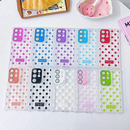 For Samsung S25Ultra S24Ultra S23Ultra Phone Case, Colorful 3 in 1 Transparent Luxury Wave Point Acrylic Anti Fall, With Camera Protector Shockproof Clear Hard Full Cover
