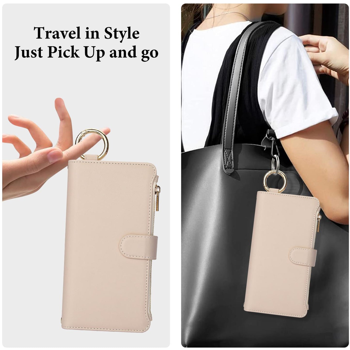 Crossbody Cards Solt Zipper Wallet Leather Case For Samsung Galaxy Z Fold 5 4 3 6 5G Wristband Ring Holder Kickstand Cash Pocket