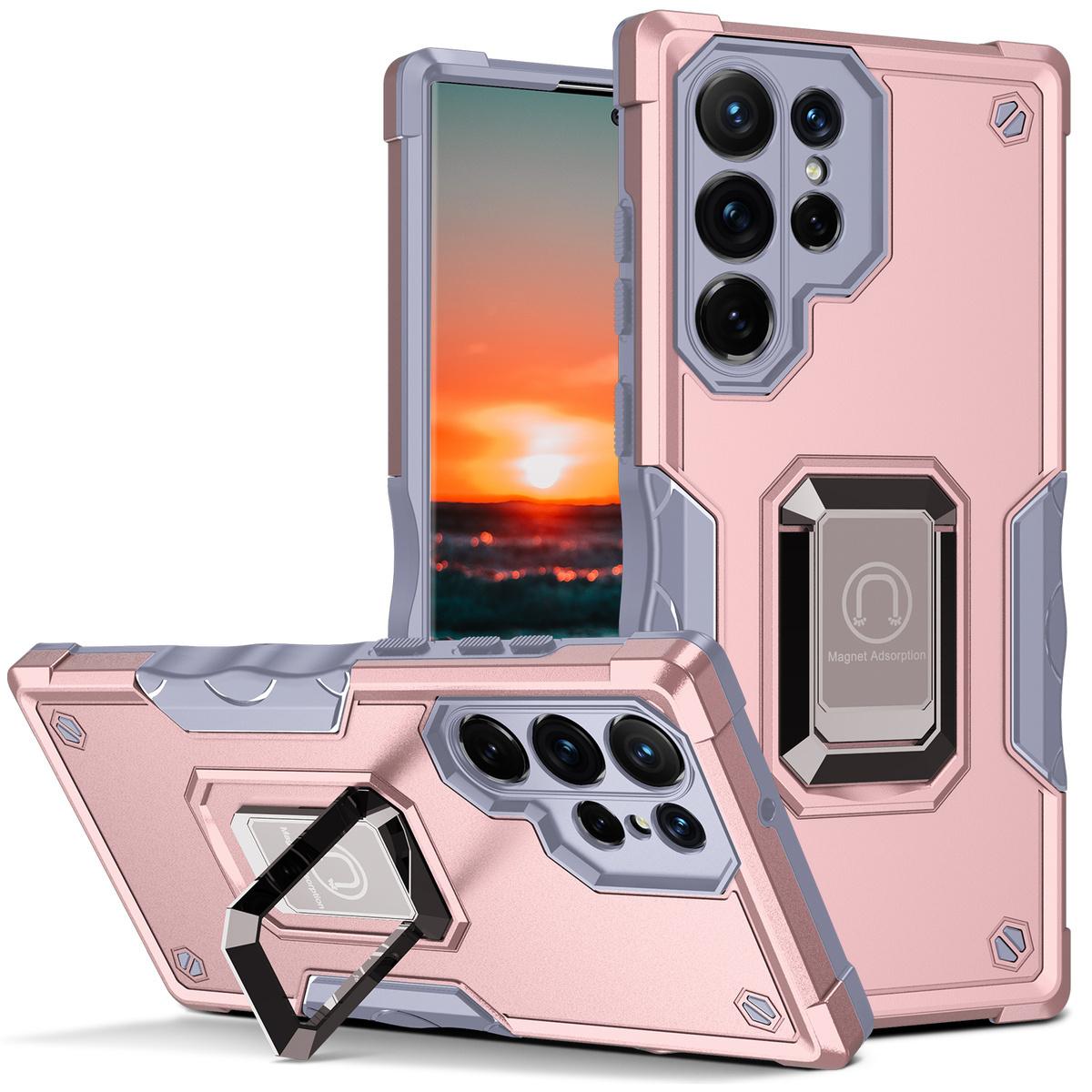 For Samsung S24 S23 S22 S21 FE Ultra Case, Heavy Duty Protection Magnetic Kickstand, Shockproof Case Camera Protection Hard Cover
