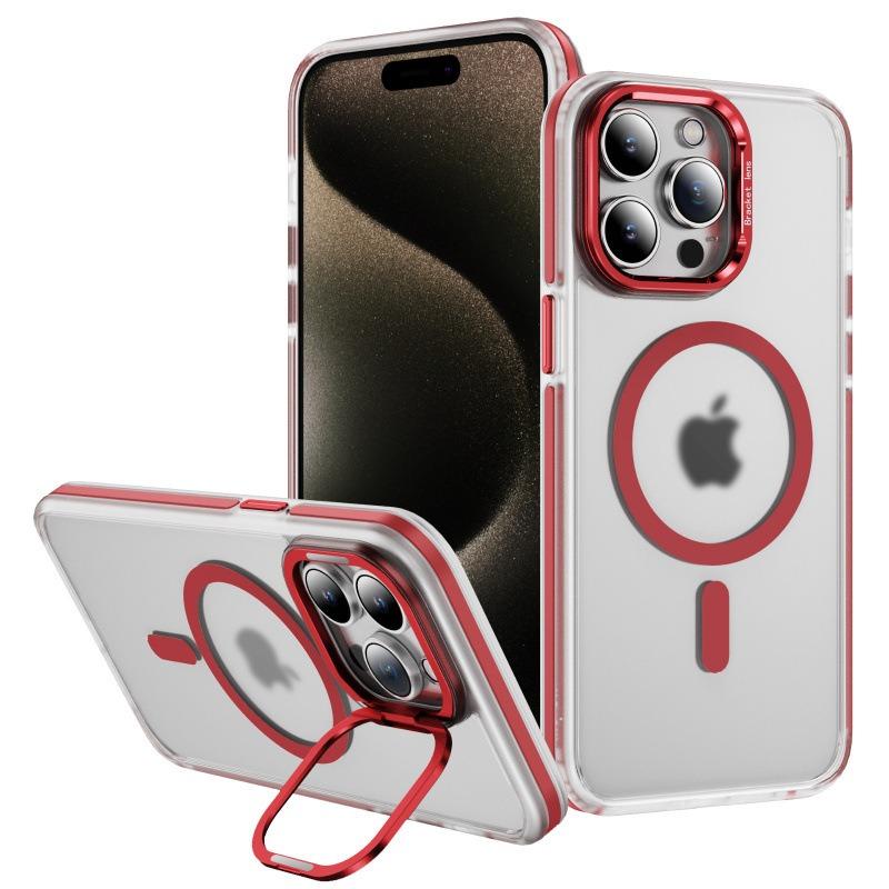 Matte Transparent Anti-Dust Anti-Fall Bumper Shockproof Strong Magnetic Phone Case With Metal Camera Kickstand for iPhone 16ProMax 16 15 14 13 12 11 XR Bumper Hard Cover