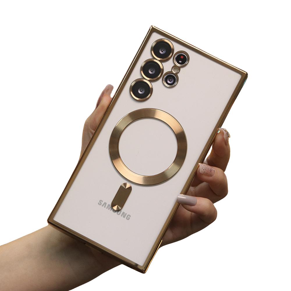 Transparent Magnetic for Samsung S24FE S23FE Case, Electroplated Clear Slim For Samsung S23 FE Phone Case with Camera Protection Shockproof Cover