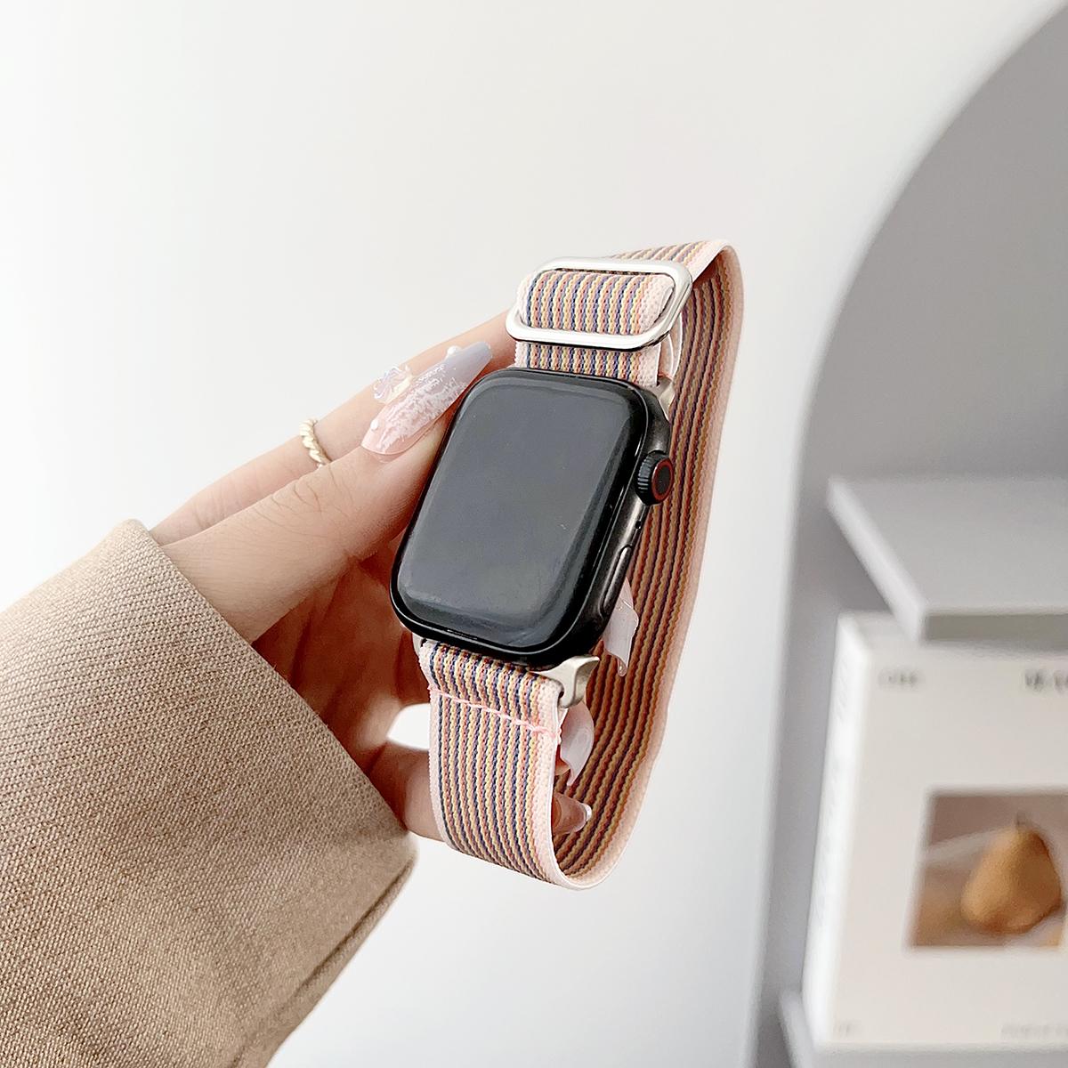 Nylon Woven Elastic Band for Apple Watch 44mm Band 45 42 38 41 Ultra 49mm Link Bracelet for IWatch Series 9 8 7 6 SE 5 4
