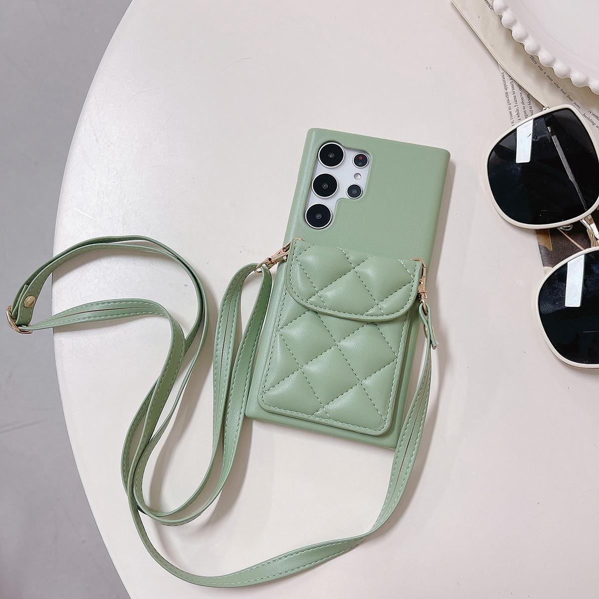Crossbody Wallet Case For Samsung Galaxy S24 S23 Ultra S22 Plus A54 A53 A52 A25 A24 Rhombic UP Down Leather Shoulder Chain Side Buckle Cover