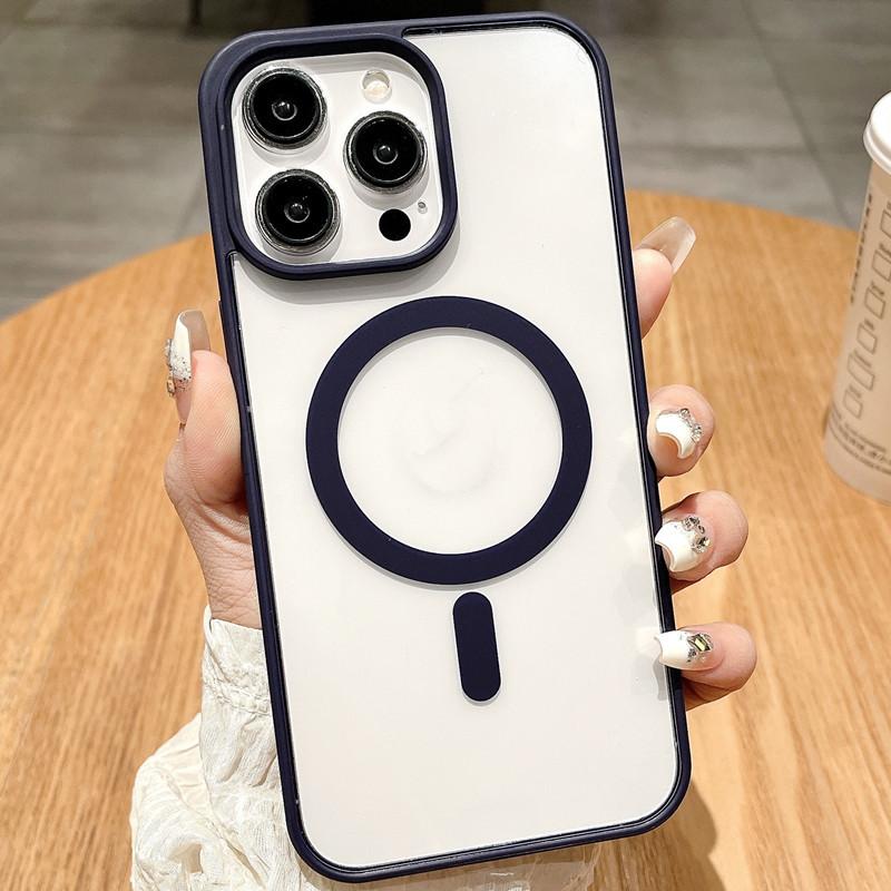 Retro Matte Transparent Magnetic Wireless Charging Compatible Case for iPhone 16ProMax 16 15 14 13 12 Pro Max - Shockproof PC Acrylic Hard Phone Cover