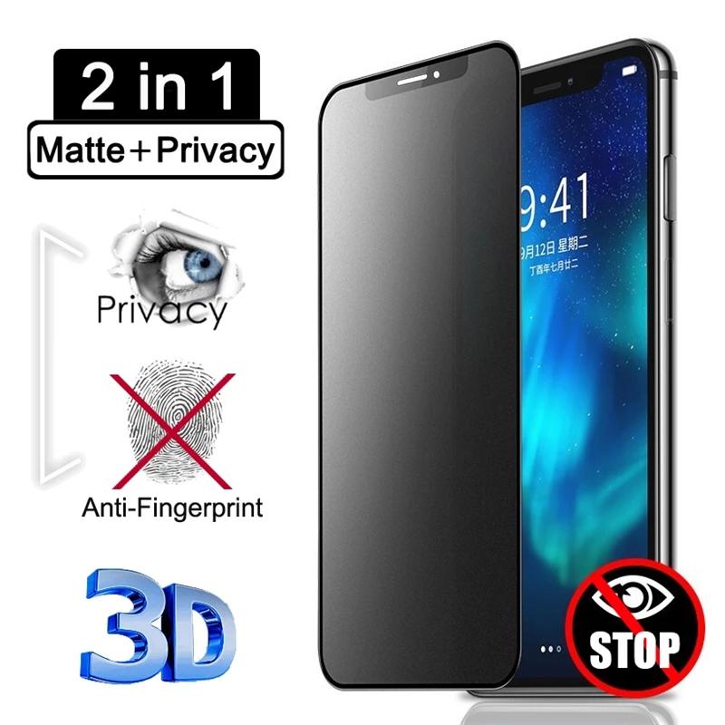 1 Piece Matte Privacy Screen Protector For iPhone 16ProMax 16 15 14 13 12 11 Pro Max Anti-Fingerprints Anti-Glare Screen Protector Anti-Spy Tempered Glass