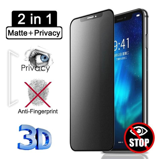 1 Piece Matte Privacy Screen Protector For iPhone 16ProMax 16 15 14 13 12 11 Pro Max Anti-Fingerprints Anti-Glare Screen Protector Anti-Spy Tempered Glass