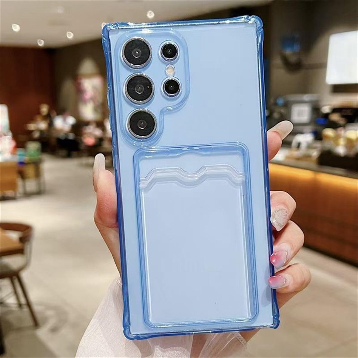 Transparent Card Slot TPU Four Corner Shockproof Phone Case For Samsung S25 S24 S23 S22 S21 Note20 A16 A15 A25 A35 A55 A06 Airbag Anti-Drop Clear Soft Full Cover