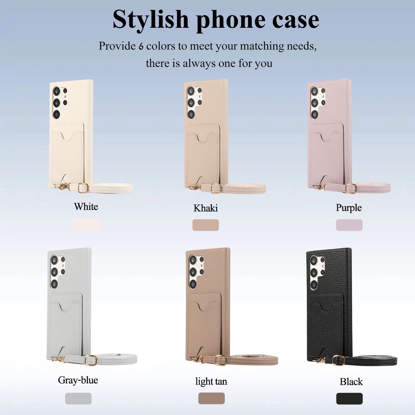 Wallet Case for Samsung S24 S23 Ultra S22 Plus U-shaped Card Holder Lanyard Handbag Crossbody Leather Cover for Samsung A13 A22 A33 A53 A14 A24 A34 A54