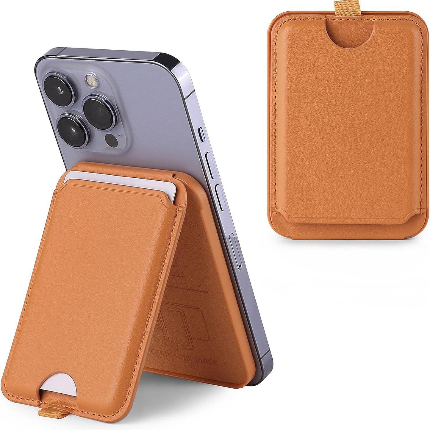 Magnetic Card Wallet Holder PU Leather MagSafe Wallet Stand, Compatible With IPhone 16 15/14/13/12 Series Not With IPhone 13 Mini/ 12 Mini Not For Non-Magnetic Cases