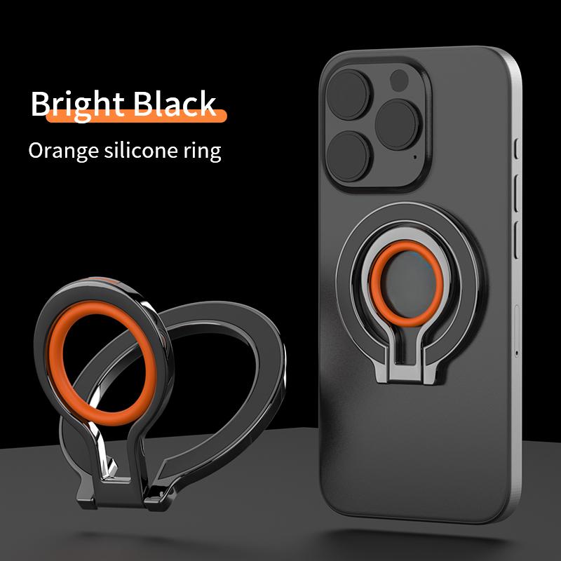 360 Degree Rotation Magnetic Finger Ring Phone Holder Classy Multi-angle Damping Fold Soft Silicone Ring Vertical / Horizontal Kickstand, for iPhone 16 15 14 13 12 for Samsung S25 S24 S23