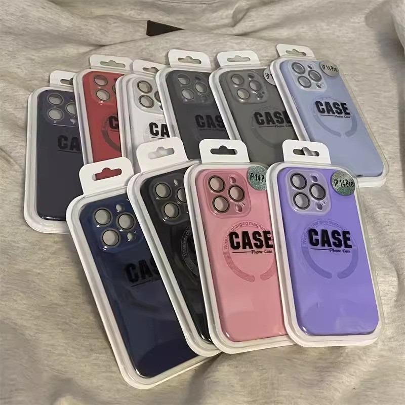 Matte Magnetic Silicone Slim Phone Case With Len Protector For iPhone 16ProMax 15 14 13 12 11 Skin Feel Shockproof Soft Full Cover