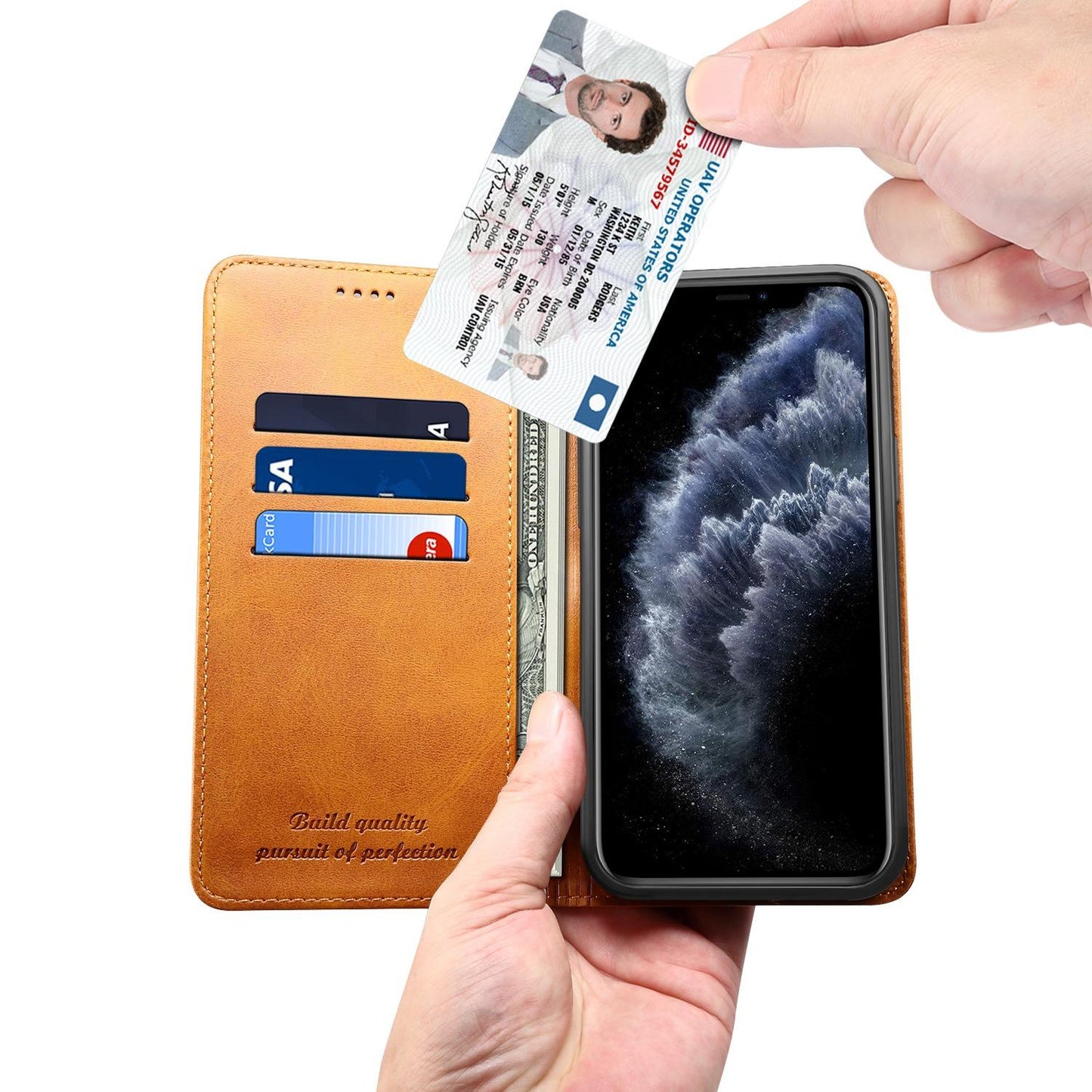 For iPhone 16ProMax 16 15 14 13 12 11 X/XS XR XSMax Phone Case, Smooth Surface Flip Wallet Case For Women Men Durable Faux Card Slot Leather Kickstand Magnetic Clasp Shockproof Phone Case