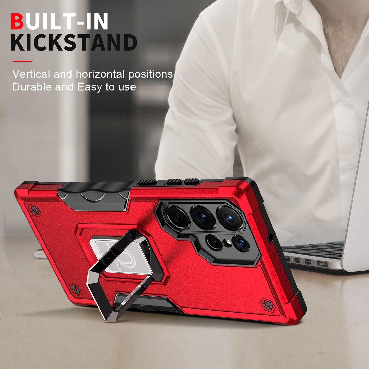 For Samsung S24 S23 S22 S21 FE Ultra Case, Heavy Duty Protection Magnetic Kickstand, Shockproof Case Camera Protection Hard Cover