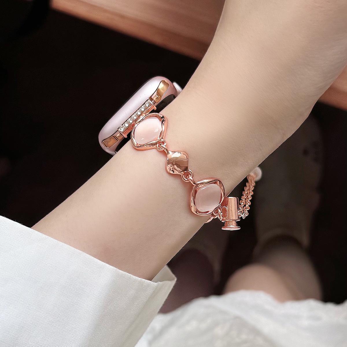 Crystal Colorful Stone Chain Metal Strap for Apple Watch 44mm Band 45 42 38 41 Ultra 49mm Link Bracelet for IWatch Series 9 8 7 6 SE 5 4