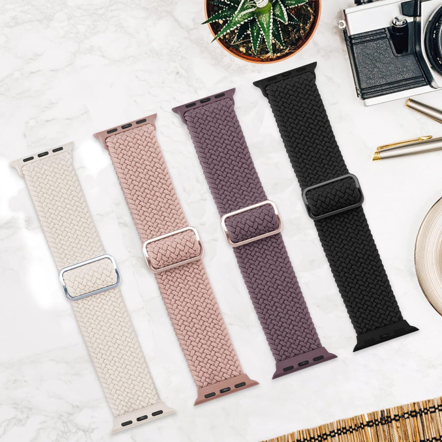 Boucle solo tressée pour bracelet de montre Apple 44 mm 40 mm 49 mm 45 mm 41 mm 38 mm Bracelet en nylon élastique iWatch série 8 3 se 6 7 Ultra