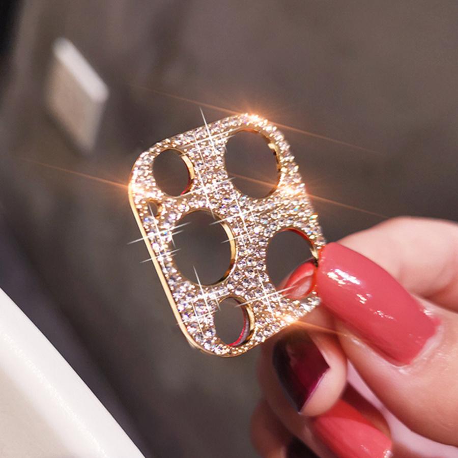 Metal Camera Lens Protector With Rhinestone, Scratchproof Protector For iPhone 16 15 14 13 12 Pro Max