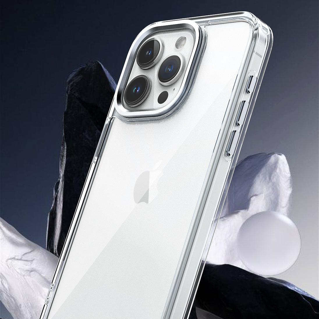 Acrylic Metal Camera Frame Transparent Phone Case for iPhone 16 15 14 13 12 11 Clear Cover