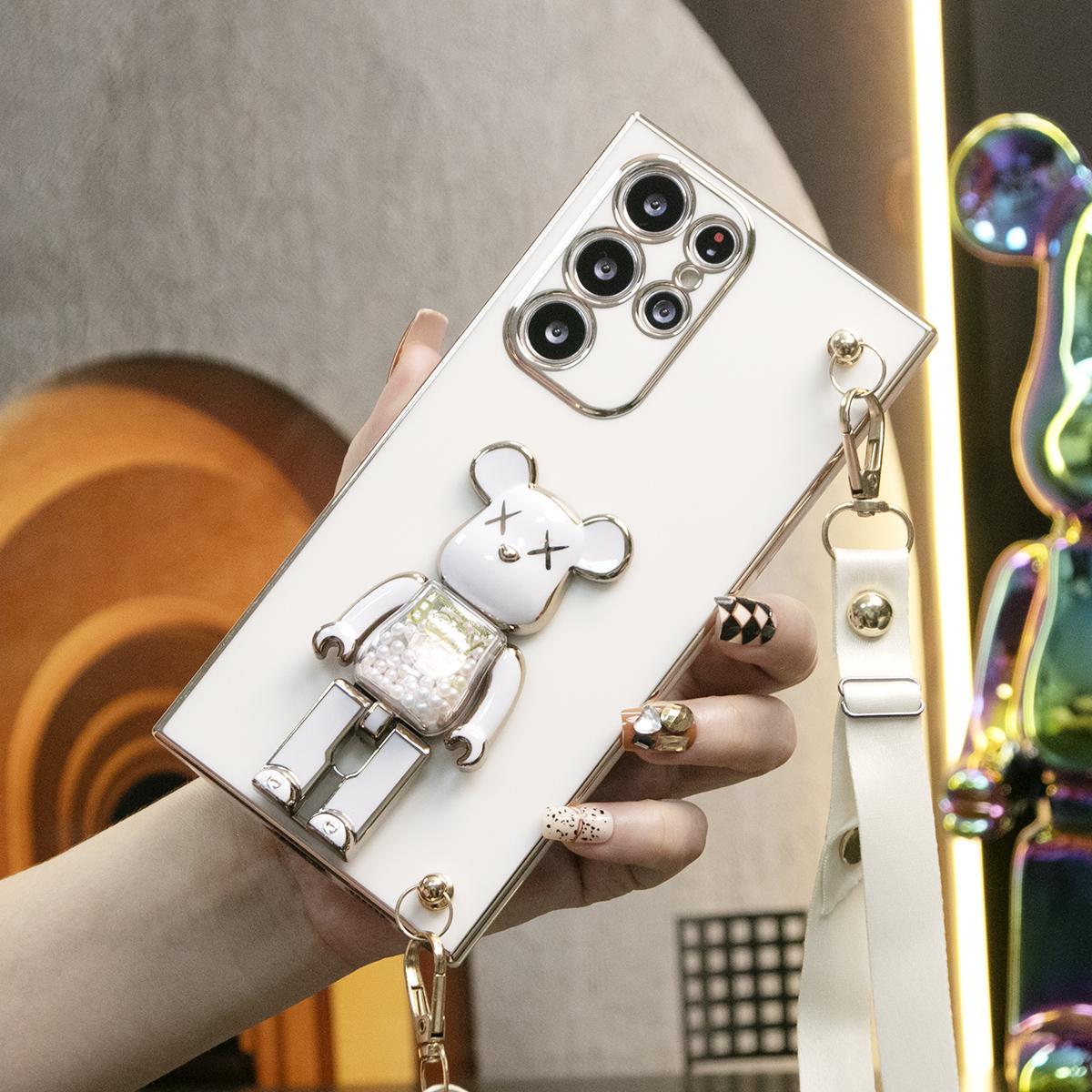 Candy Bear Kickstand Crossbody Lanyard Soft Phone Case for Samsung A13 A14 A15 A23 A24 A25 A33 A34 A35 A52 A53 A54 A55 A72 A73