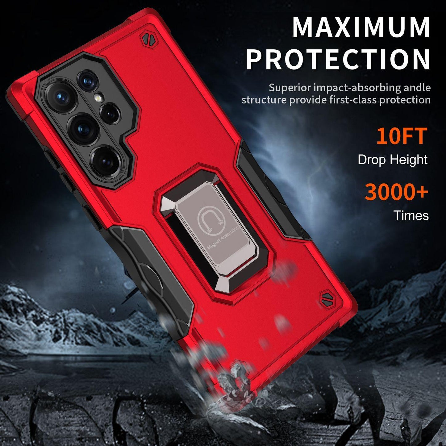 For Samsung S24 S23 S22 S21 FE Ultra Case, Heavy Duty Protection Magnetic Kickstand, Shockproof Case Camera Protection Hard Cover
