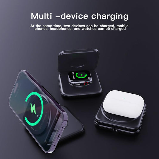 Chargeur sans fil magnétique 2 en 1 support pliable pour iWatch Ultra/8/7/6 15 W Charge sans fil rapide pour iPhone 15 ProMax 14 Pro/13/12