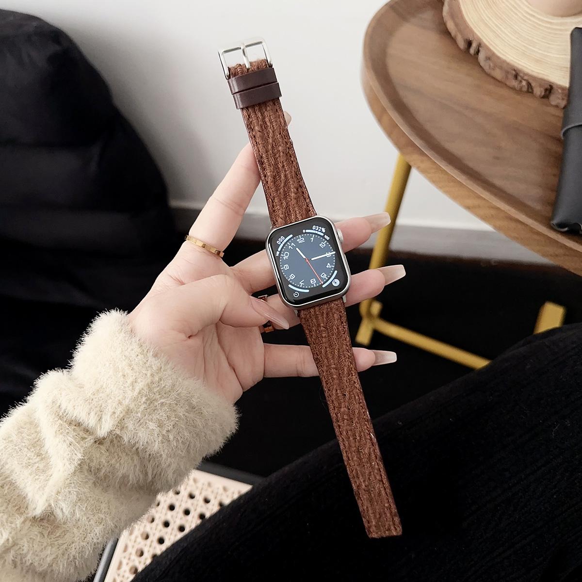 Woolen Wristband for Apple Watch 44mm Band 45 42 38 41 Ultra 49mm Link Bracelet for IWatch Series 9 8 7 6 SE 5 4