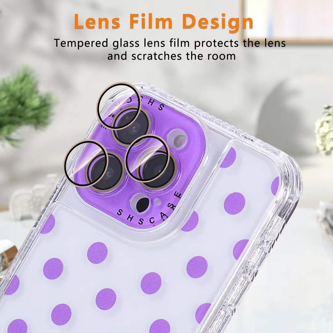 For iPhone 16ProMax 16 15 14 13 Phone Case, Colorful 3 in 1 Transparent Luxury Wave Point Acrylic Anti Fall, With Camera Protector Shockproof Clear Hard Full Cover