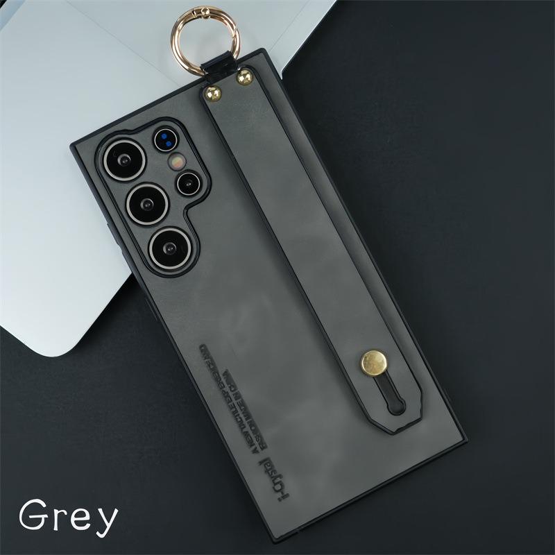 For Samsung S25Ultra S25 S24 S23 S22 S21 Case With Wristband, Matte Durable Faux Leather Kickstand Shockproof Phone Case
