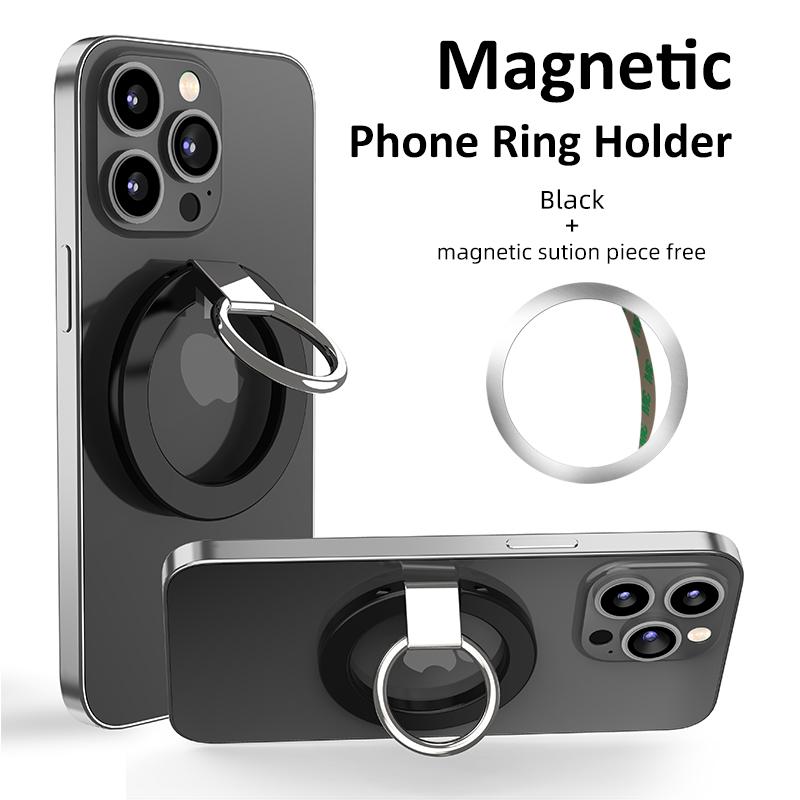 180 Degree Rotation Electroplating Zinc Alloy Strong Magnetic Finger Ring Phone Holder Damping Fold Stable Support Multi-angle Ring, for iPhone 16 15 14 13 12 for Samsung S25 S24 S23