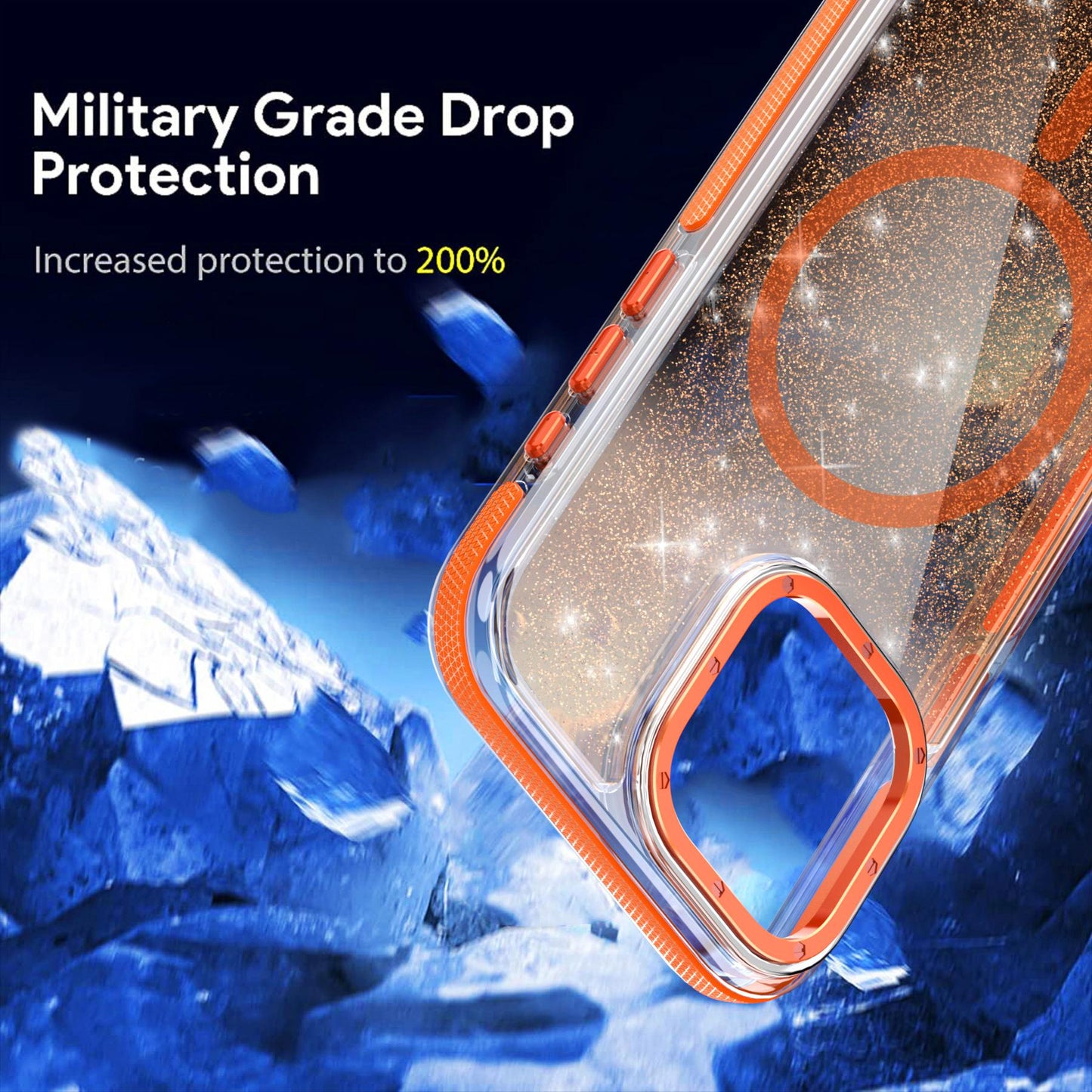 Dual Color Magnetic For Magsafe Wireless Charging Case With Glitter Powder For iPhone 16 15 14 13 12 11 Pro Max Plus Hard Cover