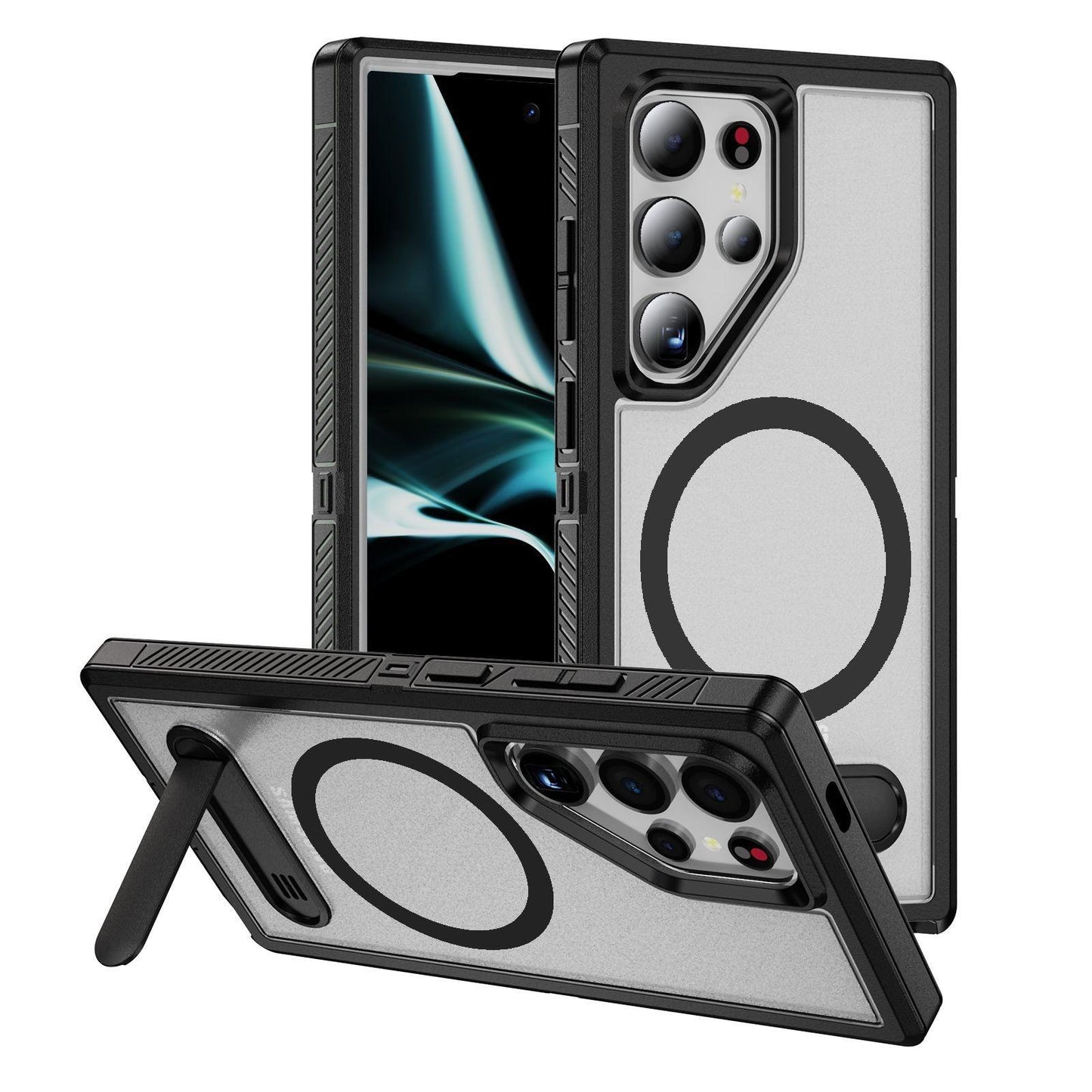Anti-Dust Anti-Fall Heavy Duty Protection Shockproof Strong Magnetic Phone Case With Kickstand for Samsung S25Ultra S24 S23FE S23 S22 Bumper Matte Hard Full Cover
