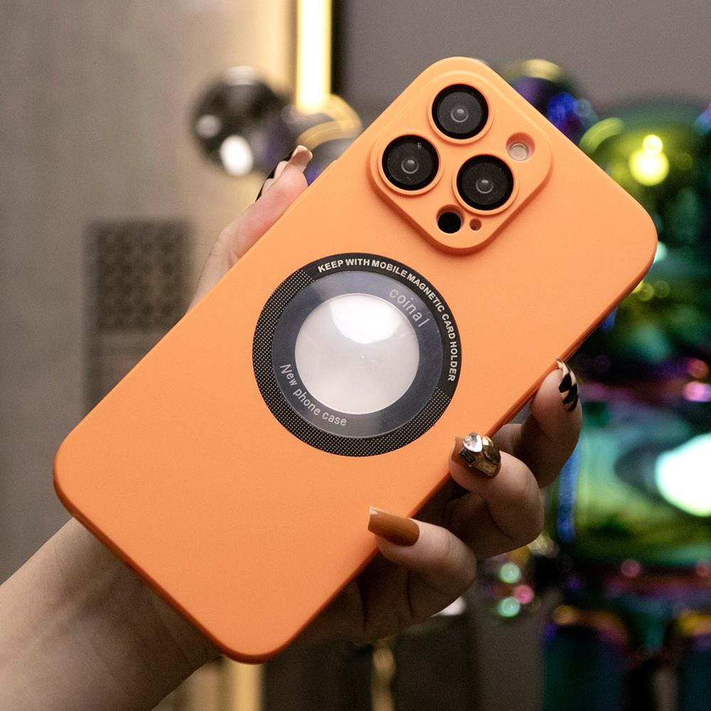 Magnetic Wireless Charging Camera Film Protector Logo Hole PC Hard PC Cover Phone Case for iPhone 15 14 13 12 Pro Max