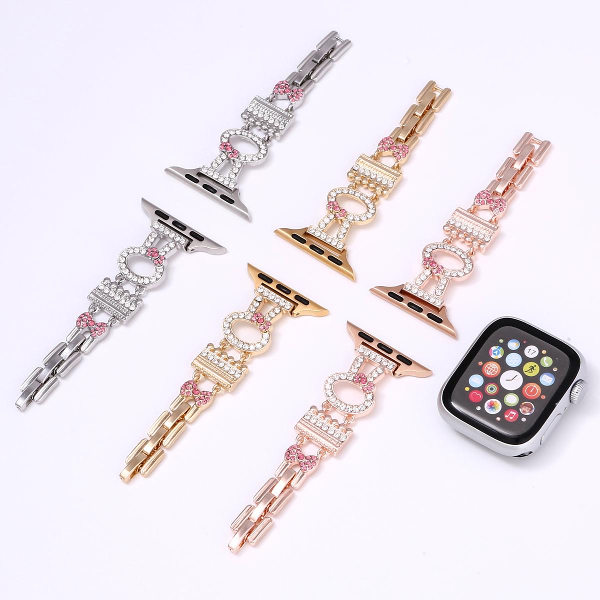 Diamond Rabbit Chain and Watch Case for Apple Watch 44mm Band 45 42 38 41 Ultra 49mm Link Bracelet for IWatch Series 9 8 7 6 SE 5 4
