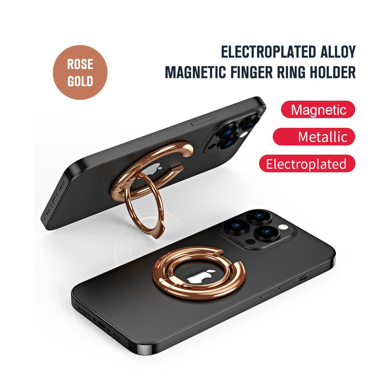 Round Sparkling Anti-Graffiti Ring Strong Magnetic Phone Multi-angle Rotation Finger Ring Stand Alloy Smooth Feeling Slim Holder, for iPhone 16 15 14 13 12 for Samsung S25 S24 S23