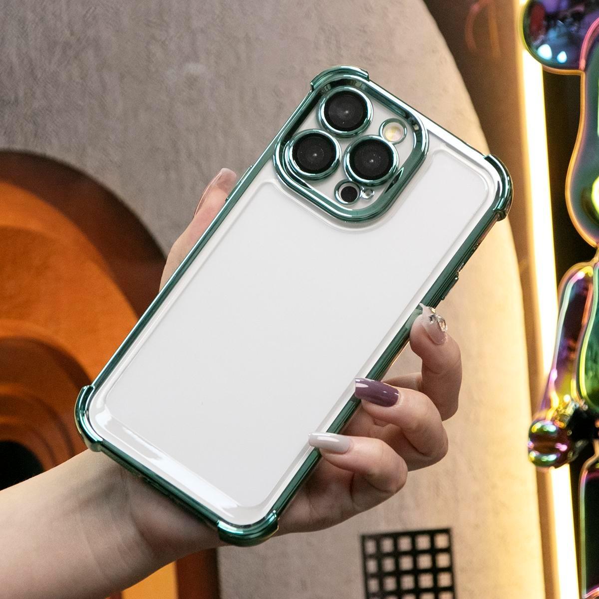 Luxury Plating Four Corners Shockproof Clear Case For iPhone 16 15 14 13 12 11 XR XSMax X/XS Transparent Built-in Camera Protector Hard Acrylic Bumper Armor Full Cover