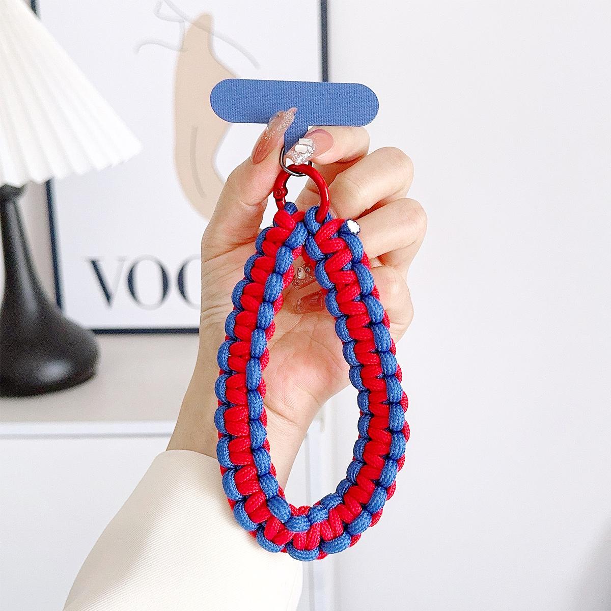 Braided Rope Keychain Wrist Rope with Colorful Pad Phone Case Anti-lost Rope Strap Key Ring Tactical Survival Tool Backpack Buckle