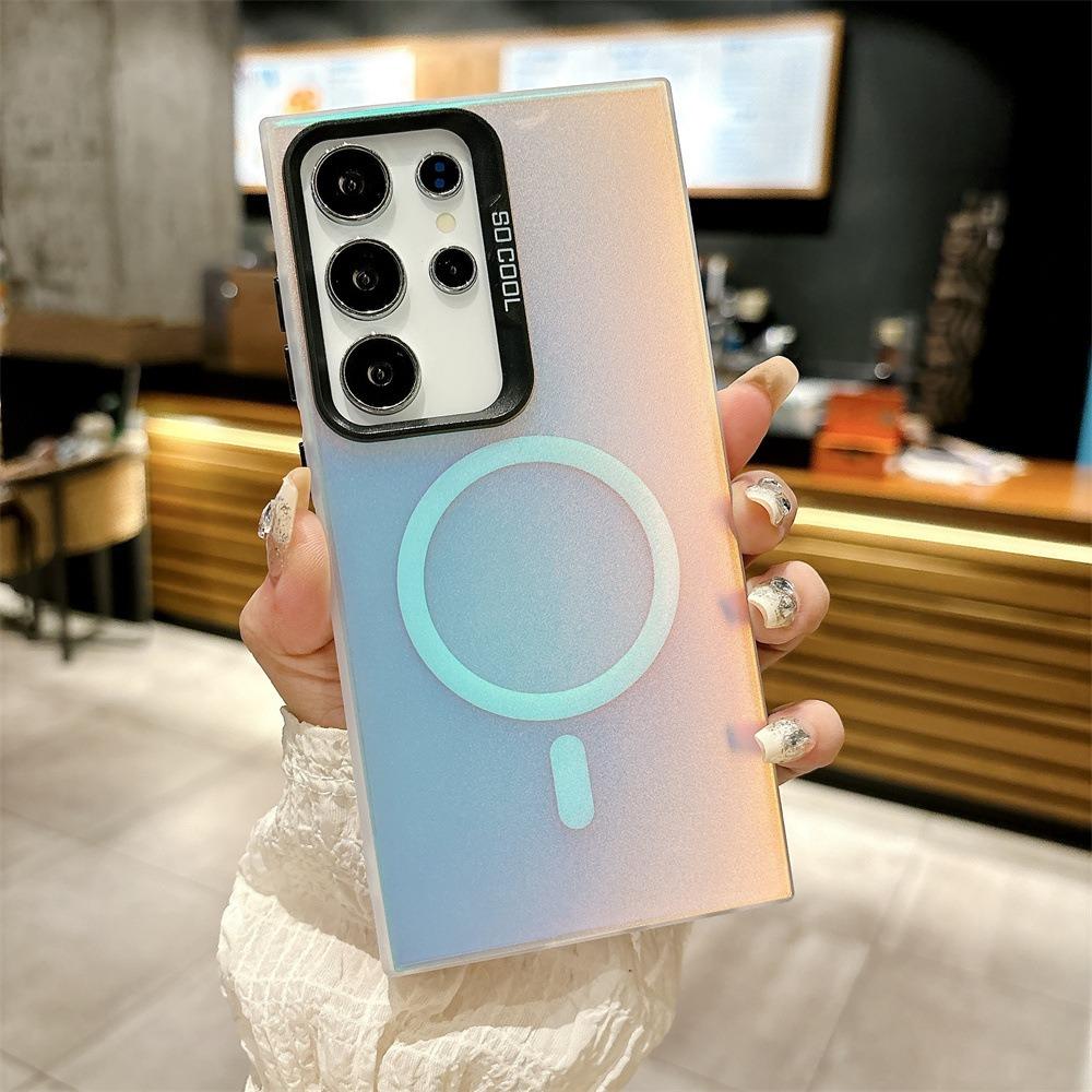 For Samsung A16 A14 A24 A34 A35 A52 A53 A54 A55 A73 A72 Phone Case, Laser Magnetic Gradient Color Acrylic Slim, Full Camera Protection Support Wireless Charging Non-Yellowing Hard Cover