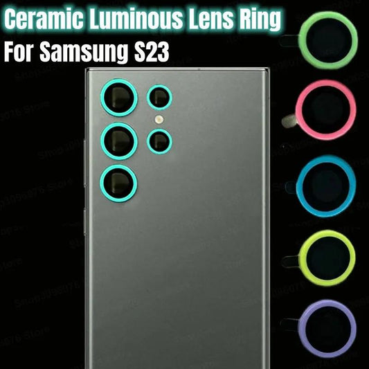 Luminous Lens Protector for Samsung Galaxy S23 Ultra S23 Plus S22Ultra Ceramic Ring Tempered Glass Camera Cover on Galaxy S23ultra