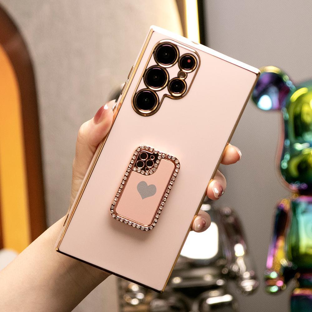 Plating Square Mini Phone Kickstand Soft Phone Case for Samsung A13 A14 A15 A23 A24 A25 A33 A34 A35 A52 A53 A54 A55 A72 A73