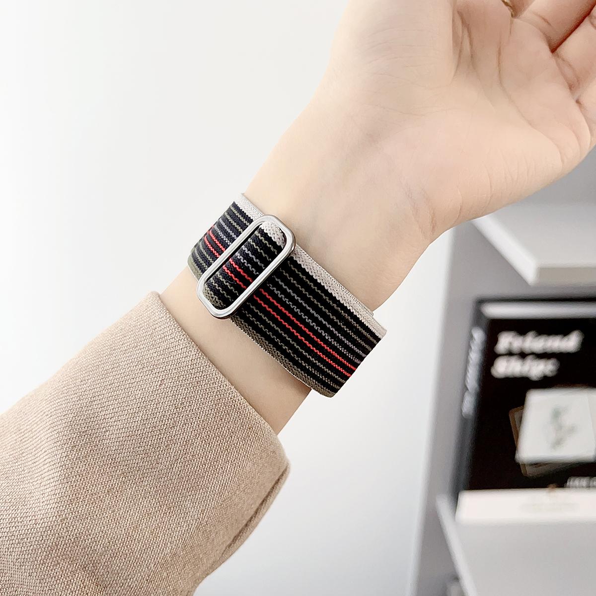 Nylon Woven Elastic Band for Apple Watch 44mm Band 45 42 38 41 Ultra 49mm Link Bracelet for IWatch Series 9 8 7 6 SE 5 4