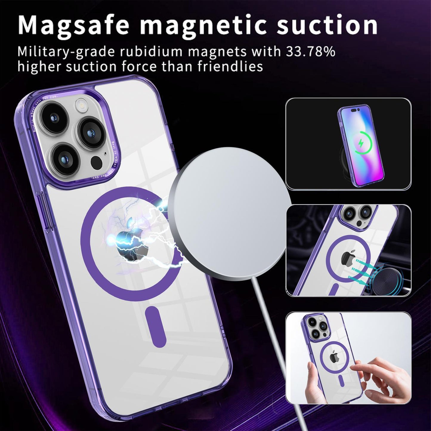 For iPhone 16 15 14 13 12 Plus Pro Max Case, Compatible with MagSafe, All Inclusive Protection, Clear Magnetic Phone Case