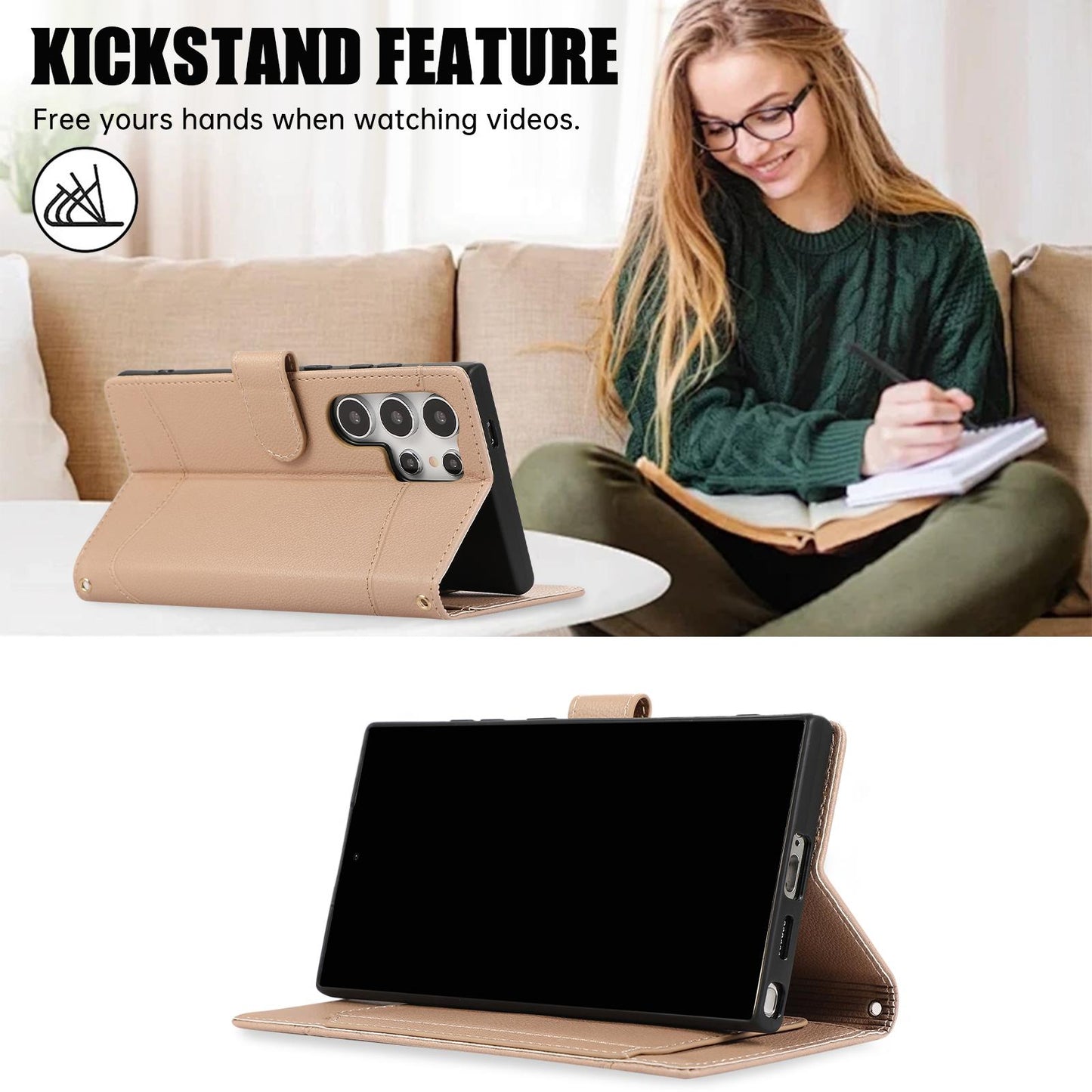 Wrist Strap Crossbody Wallet with Card Holder Phone Case for Samsung S24 Ultra S23 S22 S21 Plus PU Leather Shockproof Cover