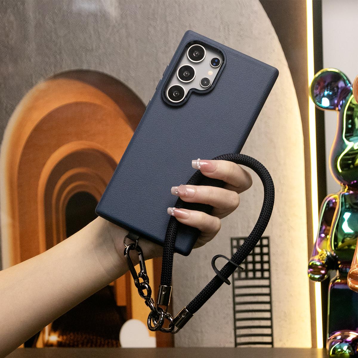 For Samsung S24 Ultra S24Plus S24 Case, Luxury Drop- Proof Leather Magnetic Phone Case Multifunctional Climbing Rope, Camera Protection Hard Cover