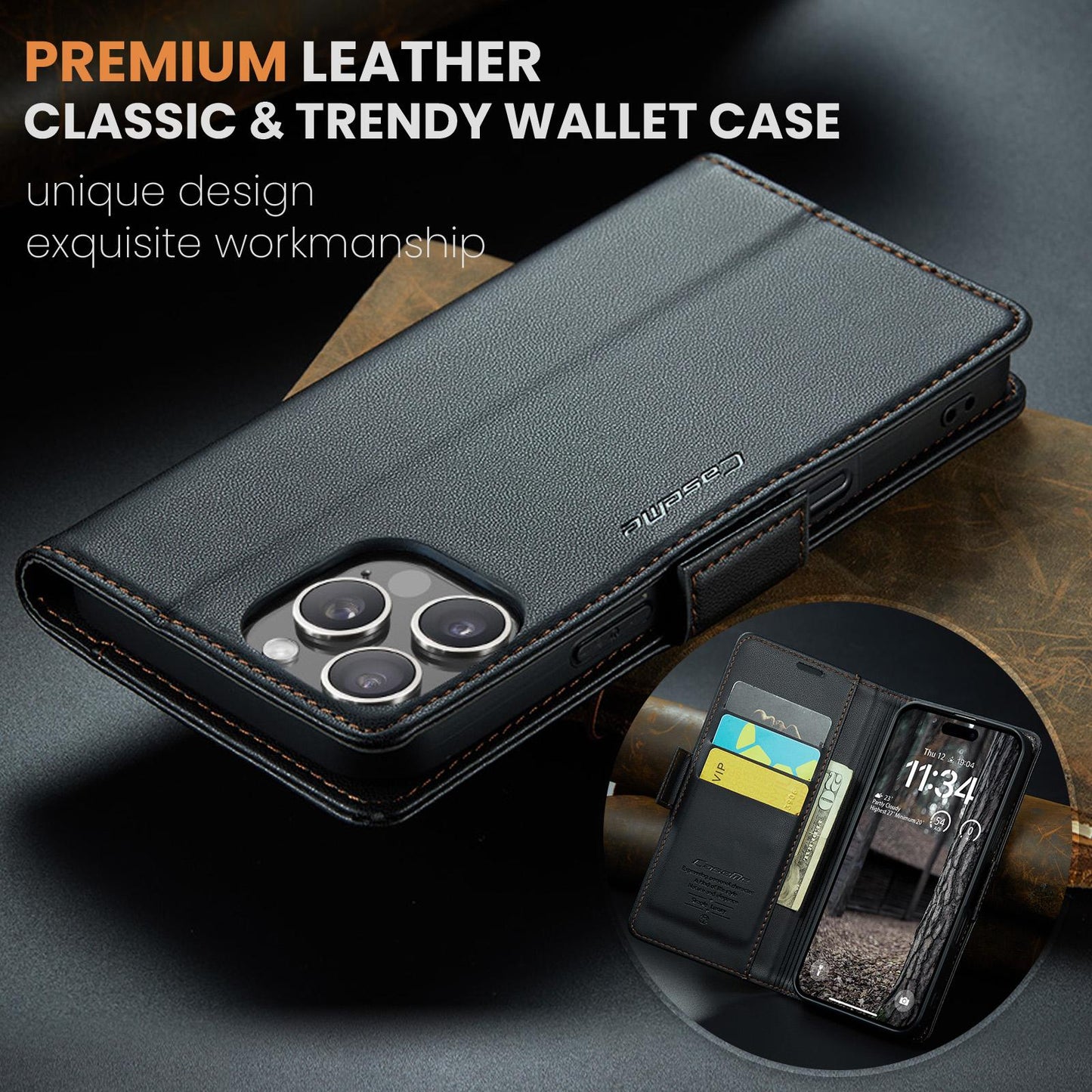 For iPhone 16 15 14 13 12 Pro Max Phone Case, Luxury Leather Wallet Card Bag Shockproof Kickstand Business Magnetic Full Cover